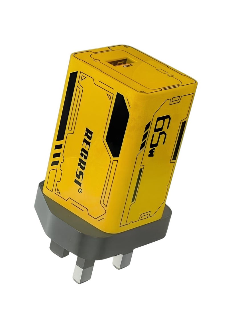 رأس شحن سريع بقدرة 65 واط مزود بمنفذ USB